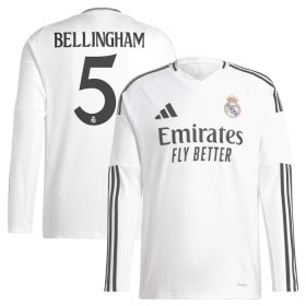 Real Madrid Bellingham 5 Matchtröjor Hemma Fotbollströja 2024-25 Långärmad